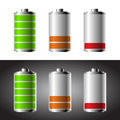 Battery set with color levels Royalty Free Stock Photos