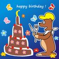 Bear and cake birthday card teddy Royalty Free Stock Photography