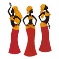 Beautiful ethnic women traditionally dancing vector illustration isolated on white background Stock Photo