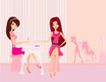 Beautiful woman in beauty salon vector illustration of the Stock Image