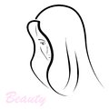Beautiful woman head vector sketch of face and hair Stock Photography