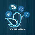 Bird media social on blue background Stock Photography