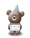 Birthday party bear cute holding happy sign Royalty Free Stock Photography