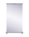 Blank roll up banner display on white background Stock Photography