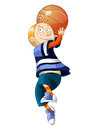 Boy child basketball character cartoon style illustration cute young playing vector done in on a white background isolated cut Stock Images