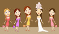 Bridesmaids bachelorette party the bride and four Stock Photography