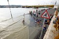 Budapest flood hungary june people at the flooding river danube june th record breaking water level is expected in a few days Stock Image