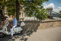 Budapest floods people watching the show of the swollen danube on its banks in Royalty Free Stock Photography