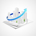 Building on blueprint vector illustration of structure paper Royalty Free Stock Photography