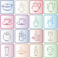 Buttons with gastronomy smallware a collection of isolated square in different colors and kitchen also available as lossless Stock Photos