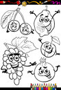 Cartoon fruits set for coloring book or page illustration of black and white food comic characters children education Royalty Free Stock Image