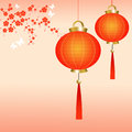 Chinese lanterns illustration of on a pink background Stock Image