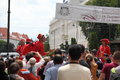 Circus people in the crowds sibiu romania june sibiu international theatre festival itinerary performance by fadunito band from Royalty Free Stock Photography