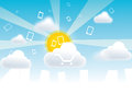 Clouds mobile payments saas and from any devices tablets sun and bright day Royalty Free Stock Photos