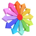 Colorful arrows of different directions with red center on white high resolution d image Royalty Free Stock Photo