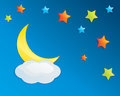 Colorful night sky with moon stars and cloud Royalty Free Stock Photography