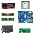 Computer parts set components icons eps Stock Photo