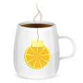 Cup with tea and lobule of lemon on a white background Royalty Free Stock Photography