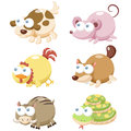 Cute animal set illustration of cartoon Royalty Free Stock Images