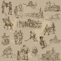 Czechoslovakia traveling series collection of an hand drawn illustrations vector description each drawing comprise of two or three Stock Photo