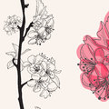 Decorative cherry blossom hand drawn seamless pattern Royalty Free Stock Photos