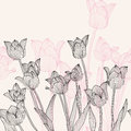 Decorative tulips hand drawn seamless pattern Stock Photo
