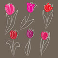 Decorative tulips set of hand drawn design elements Stock Photo