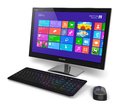 Desktop computer with touchscreen interface modern office business pc system monitor color icons keyboard and mouse isolated Stock Image