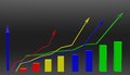 Diagram income or expense a clear benefit for the business as a determinant of something in the form of scales or sectors Stock Photography