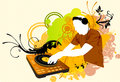 Dj mixing in color background Stock Photography