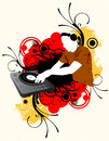 Dj mixing in color background Royalty Free Stock Photos