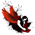 Dj mixing with wings red Royalty Free Stock Image