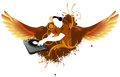 Dj mixing with wings red Royalty Free Stock Photography