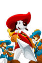 Dogs musketry character cartoon style illustration white command of cheerful musketeers vector done in on a background isolated Royalty Free Stock Photo