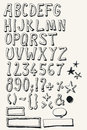 Doodle complete alphabet set illustration of a of hand drawn sketched and doodled abc letters and numbers with font characters Royalty Free Stock Photos