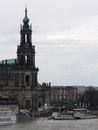 Dresden cathedral highwater in saxony germany april the old historic terrassenufer waterfront is flooded by the high water of the Stock Photo