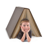 Education School Boy Under Big Book Royalty Free Stock Image