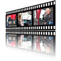 Film stip images of woman truck driver strip a in various stages her job Stock Photo