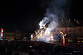 Firebird skeleton grand square sibiu transylvania romania june sibiu international theatre festival firebirds an open air show by Stock Photo