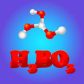 Formula of boric acid with molecular model d vector Stock Images