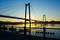 Suspension bridge in sunrise