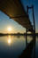 Suspension bridge in sunrise
