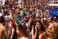 Gay pride parade tel aviv israel june people partying at the annual in the streets of Royalty Free Stock Image