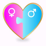 Gender heart puzzle Royalty Free Stock Image