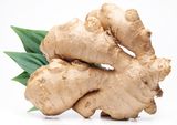 Ginger with leaves. Royalty Free Stock Photos