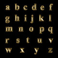 Gold letters of the alphabet in lower case Royalty Free Stock Photo
