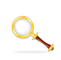 Gold magnifier for icons or web site or other things Stock Photography