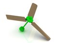 Green ceiling fan with a reflective surface on white background Stock Photography