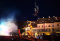 Handmade flying machine on the stage grand square sibiu transylvania romania june sibiu international theatre festival firebirds Royalty Free Stock Image