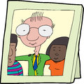 Happy multicultural family picture frame of over white Stock Images